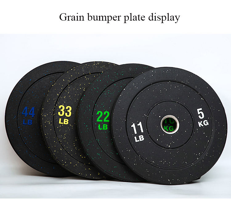 Wholesale Commercial Gym Home Granulated High Elastic Barbell Equipment Lifting Rubber Barbell Sheet Weight Plates Fitness