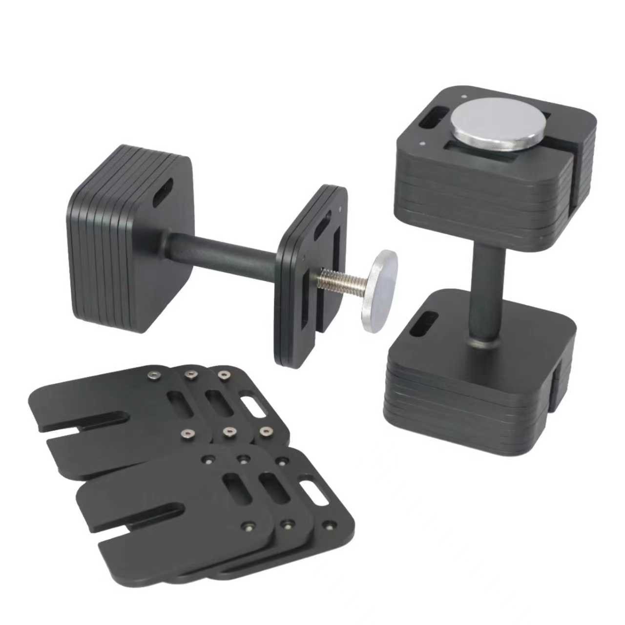 High Quality Solid Steel Insert Dumbbell Set 20kg,24kg,28kg Super Fast Adjustment Support Kettlebell and Barbell bar Dumbbell
