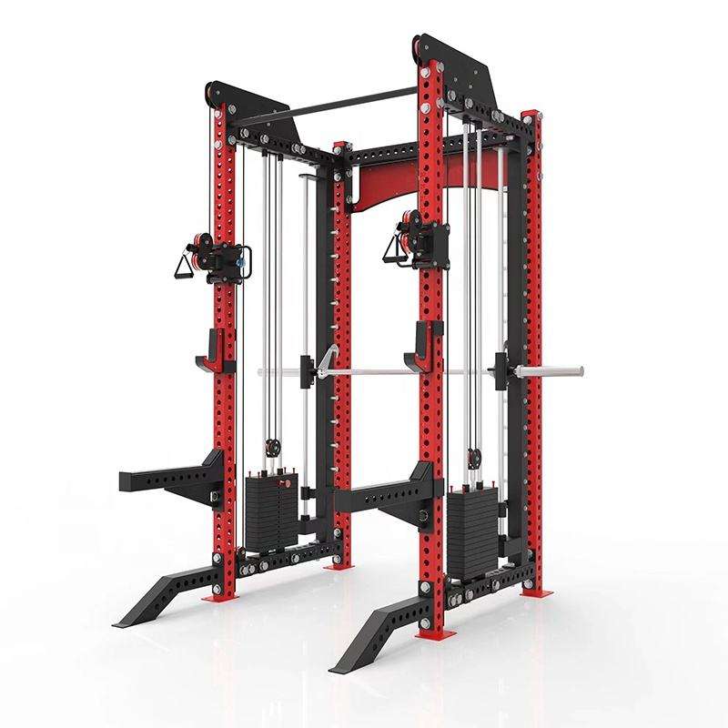 Commercial Gym Fitness Equipment Multi Functional Trainer Cable Crossover Smith Machine Black Red White or Customized Power Rack