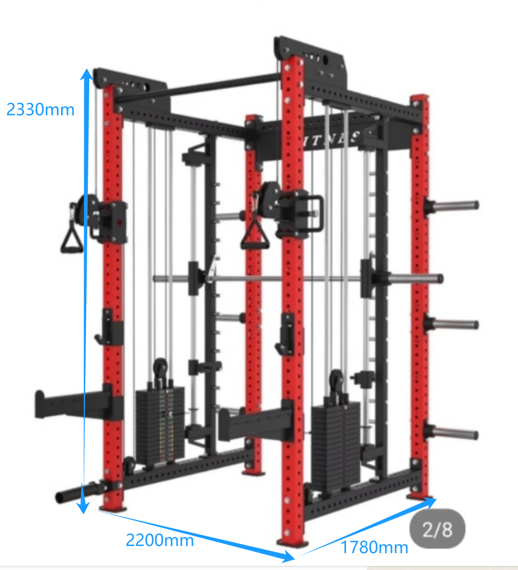 .2026 New Design All in One Gym Equipment Smith Machine Squat Rack With Dual Pulley System for Commercial Grade