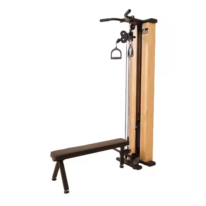 Wooden Single Cable Station with Bench | Compact Wall-Mounted Design for Space-Saving Home Gym Workouts
