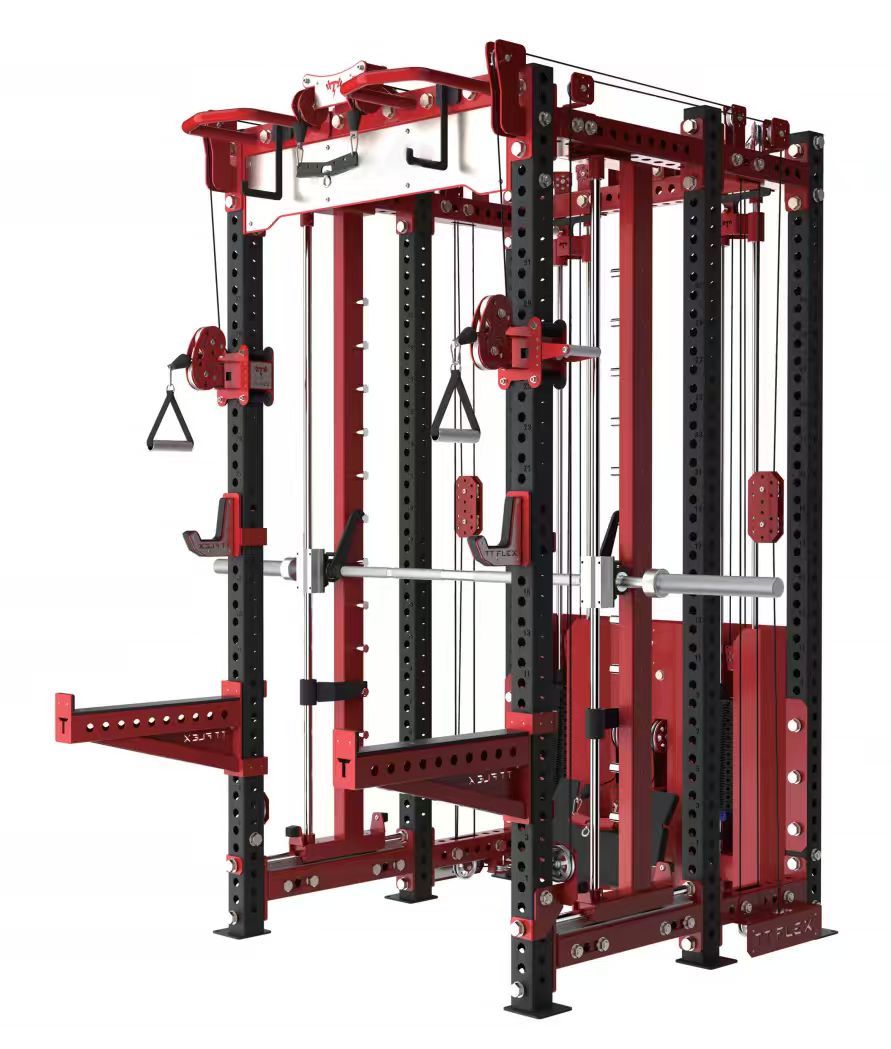 Professional Fitness Equipment Smith Machine Body Workout Multi Gym with Cable Pulleys Cable Crossover Power Cage Squat Rack
