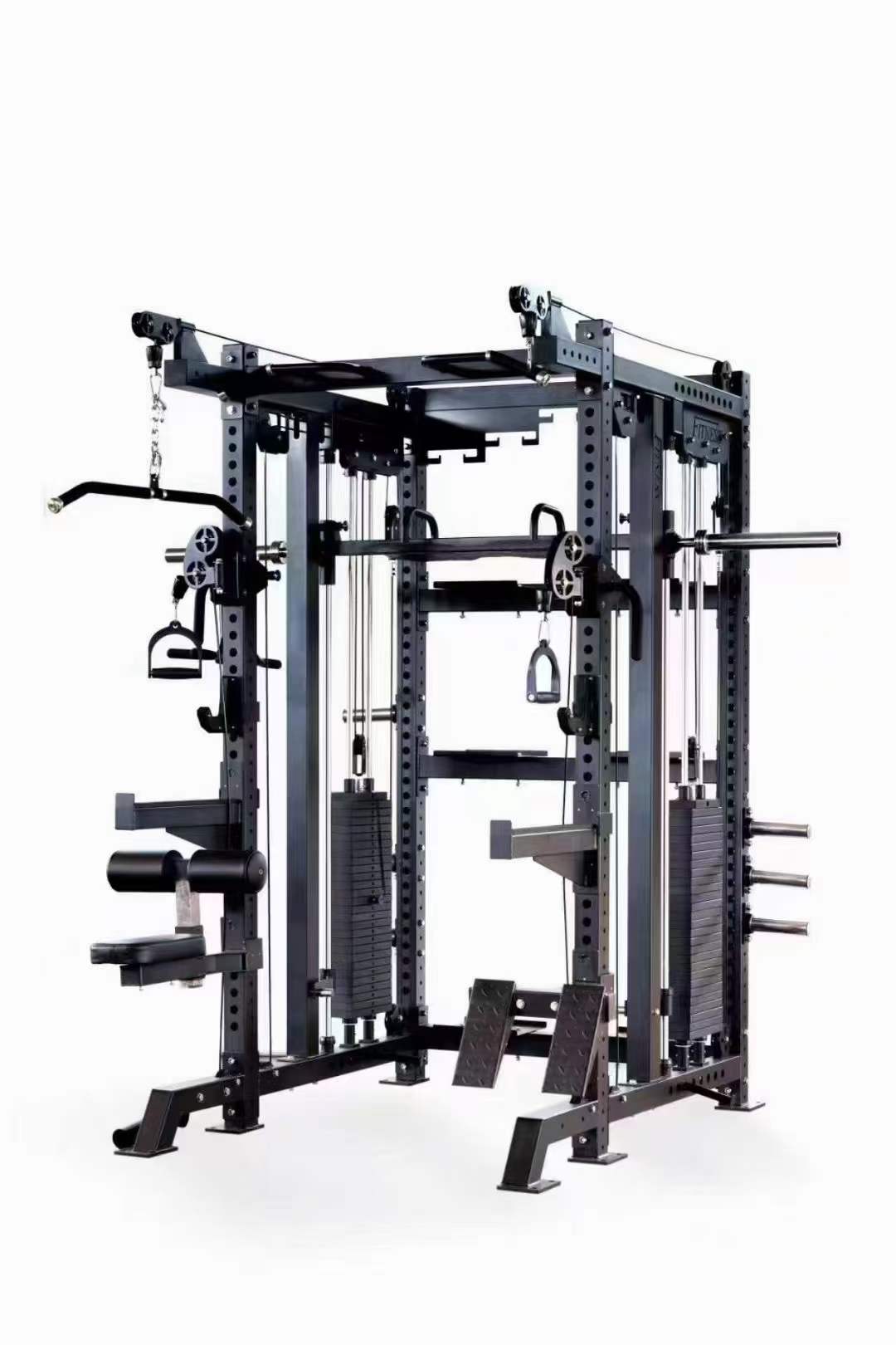Multi Functional 3D Smith Machine Cable Crossover Trainer Squat Rack Power with Steel Weight Stack and 2.2M Regular Bar