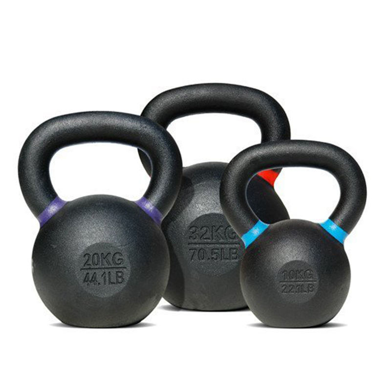 Wide Handle Cast Iron Powder Coated Kettle Bell 4KG-92KG Match LB Home Gym Use Squats Exercise Equipment for Strength Training