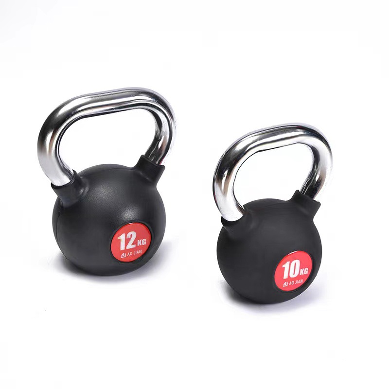 Dinuo High Quality Solid Rubber Coated Electroplated Kettlebell 4kg-30kg Fitness Equipment