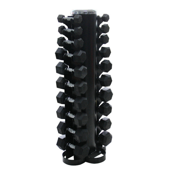 Dinuo Wholesale Space Saving Cylindrical Vertical Dumbbell Storage Rack Fitness Equipment for 10 Pairs Hexagonal Dumbbell