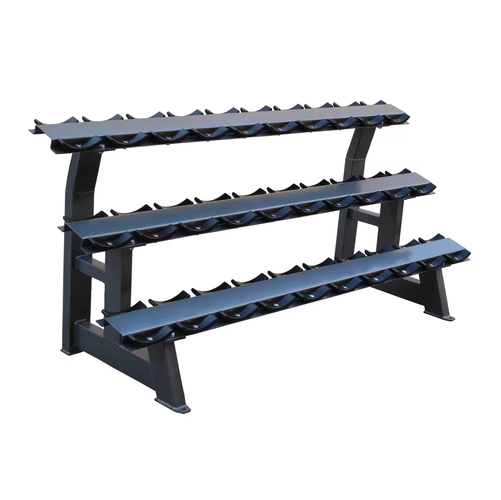 High Capacity 3-Tire Dumbbell Rack for Gyms Stores 15 Pairs of Round Head & Hexagonal Dumbbells Gym Accessories