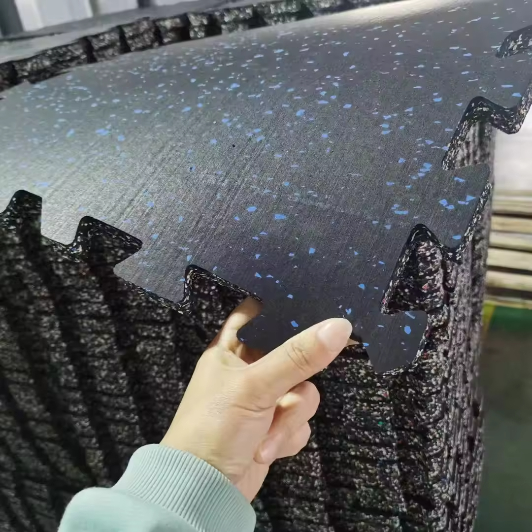 15mm Customized Printed Logo Rubber Tiles All-fine Particle Waterproof Rubber Flooring Mat High Density Exercise Equipment Mats