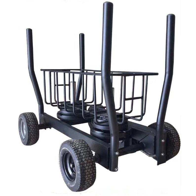 Heavy Duty Adjustable Tank Sled with Wheels Basket Loading Posts for Push Pull& Explosive Power Speed Training Fitness Equipment