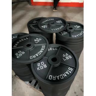 Factory Wholesale Fitness Equipment Gym Black Cast Iron 50mm Barbell Weightlifting Bumper Plates 2.5kg-25kg 10LB-55LB