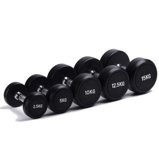 Wholesale High Quality Gym Home Exercise Round Head Rubber Coated Dumbbell Fixed Dumbbell 2.5-50KG
