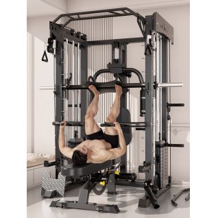 High Quality Multi-functional All-in-one Smith Squat, Cable Crossover & Power Rack, Strength Training Equipment for Home & Gym