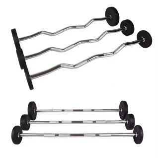 Home Gym 10kg- 50kg Fitness Barbells Rubber Coated Weight Lifting Fixed EZ Straight Curl Barbell Set Fitness Equipment
