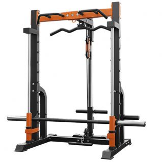 Multi-Function Smith Machine Power Cage, 1500LBS Capacity Squat Rack with LAT Pulldown System, Pull-Up Bar & Cable Crossover for Home Gym Strength Training