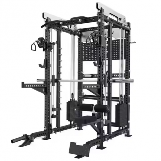 Multi Function Station Smith Machine Power Rack With Pegboard Weight Stack Functional Trainer Squat Rack Cable Crossover