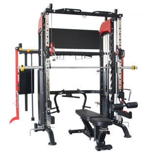 All-in-One Smith Machine Power Cage | Integrated Functional Trainer, Bench & Attachments for Complete Home Gym Workouts