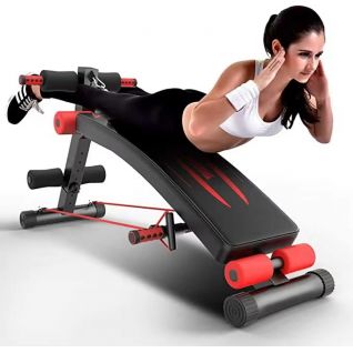 Multi-Functional Sit-Up Bench | Adjustable Incline, Resistance Bands & Leg Holders for Complete Core Workouts at Home