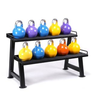 High Quality Gym Space Saving Two Layers Kettlebell Dumbbell Storage Gym Storage Stand for Kettlebell Double-decke