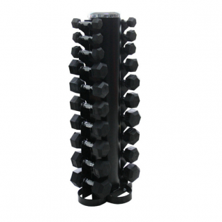 Dinuo Wholesale Space Saving Cylindrical Vertical Dumbbell Storage Rack Fitness Equipment for 10 Pairs Hexagonal Dumbbell