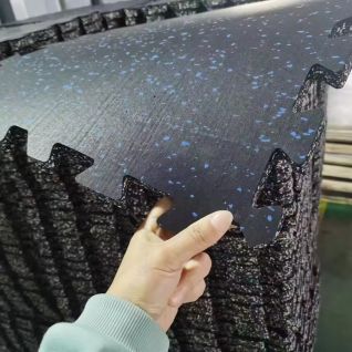 15mm Customized Printed Logo Rubber Tiles All-fine Particle Waterproof Rubber Flooring Mat High Density Exercise Equipment Mats